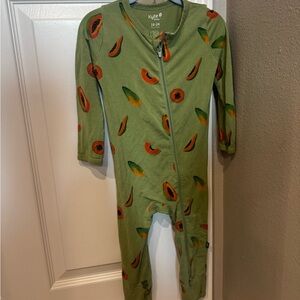 Kyte BABY Green Papaya Print Kids Zip Romper